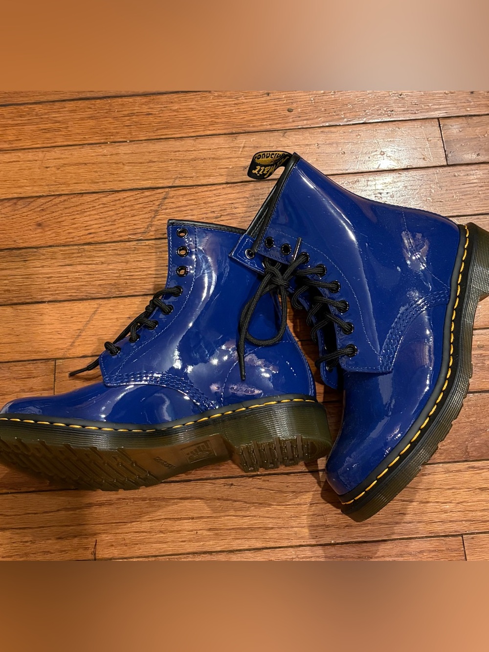 Dr. Martens 1460 Cobalt Blue Patent Leather Lace Up Boots Womens Size: 7 New